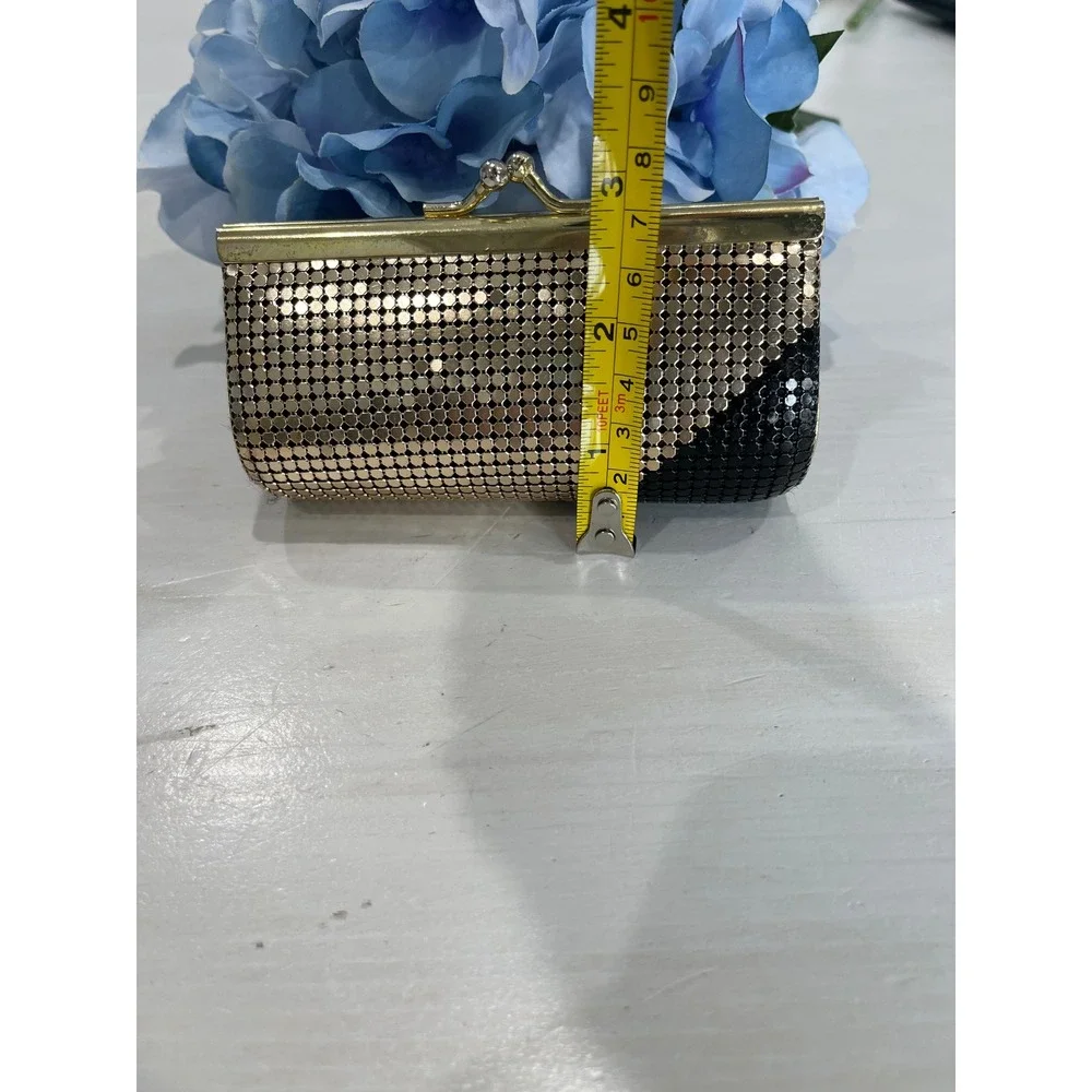Vintage Gold Mesh Clutch Evening Bag Kiss Lock Party Purse‎ Small